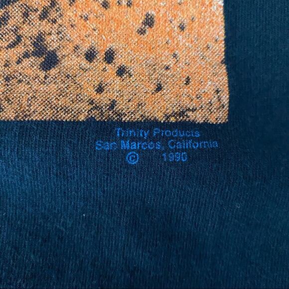 Vintage Bobby G Flying Eagle T-shirt 1990 No Size Tag Approx Men's XL Black - Picture 6 of 8